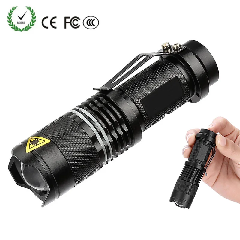 

3 Modes Mini LED Flashlight Q5 LED Lamp Bead Zoomable Torch 3000 Lumens use 14500 AA Battery for Outdoor Camping Waterproof