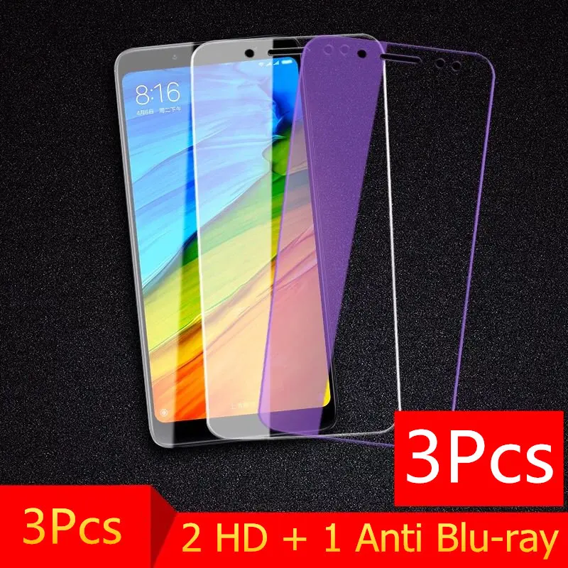 2 HD and 1 Anti blue 3 шт./лот, стекло для Redmi Note 5 Pro Redmi 5 Plus, закаленное стекло, Защита экрана для Redmi Note 5, анти-синий светильник, закаленное стекло - Цвет: 2 HD and 1 Anti blue