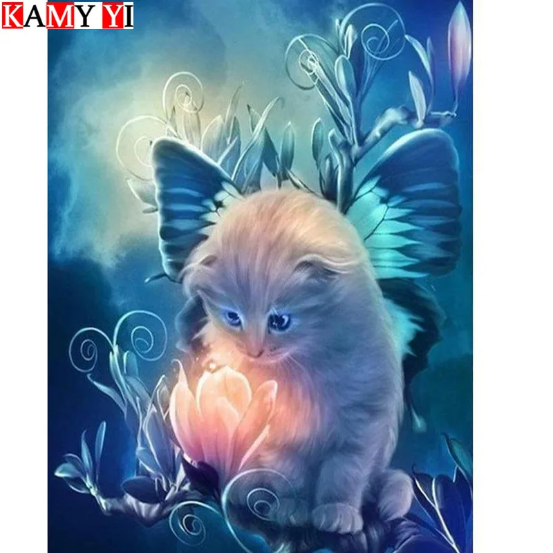

KAMY YI полностью квадратная/круглая дрель 5D DIY Алмазная картина "цветок и кошка" Мозаика стежка Алмазная вышивка домашний Декор подарок HYY