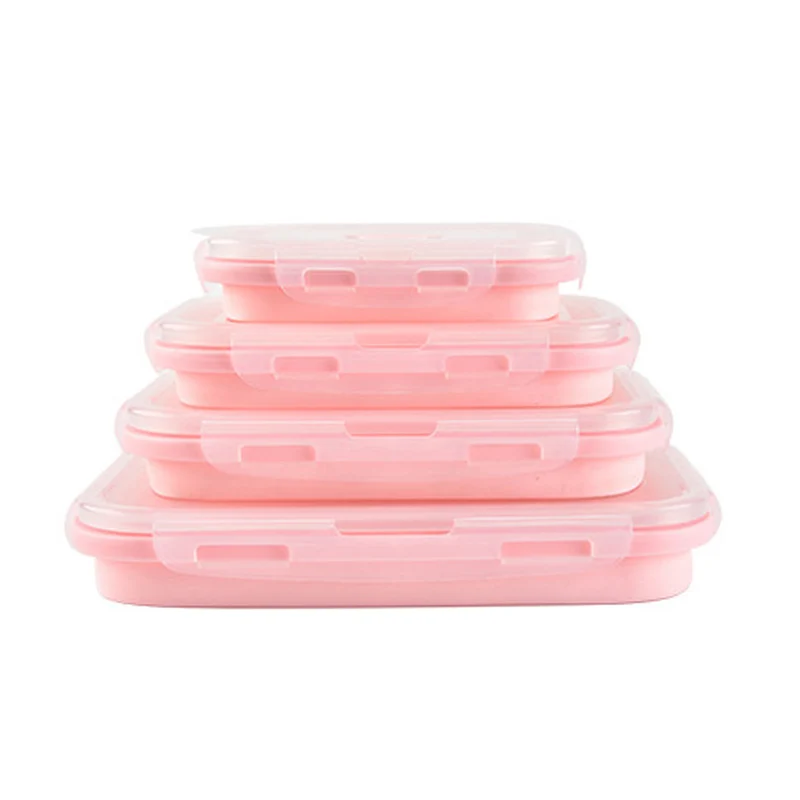 Розовый Прогрессивный разборный Prep/Storage силиконовые чаши с крышками, кухонные контейнеры для хранения-набор из 4, для микроволновки для мытья в посудомоечной машине - Цвет: Розовый