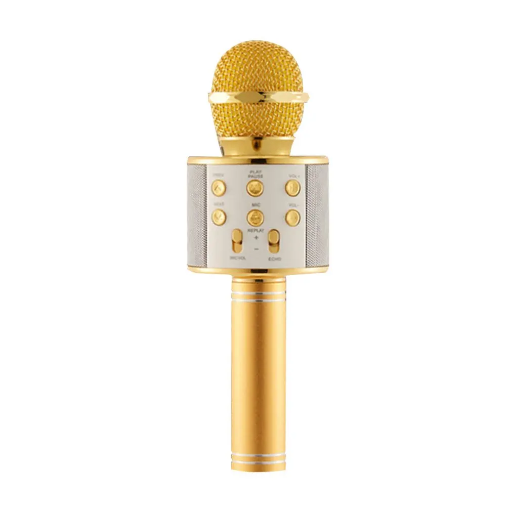 gold Профессиональный Bluetooth беспроводной микрофон динамик ручной микрофон караоке микрофон музыкальный плеер пение рекордер микрофон KTV - Цвет: gold