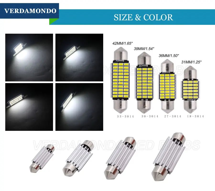 

Car Festoon LED Light 31mm 36mm 39mm 41mm Canbus C5W Led Light Bulb 3014 SMD Interior Dome Lamp Car Styling Light 12V
