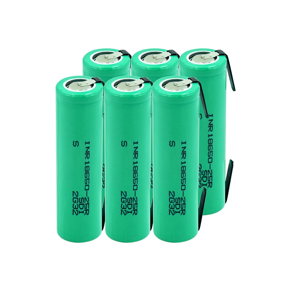 6 pieces 6/8/10 шт. 3,7 V 20A разрядки 18650-25R 18650 аккумуляторных батарей PTC заряжается защищенный INR1865025R литий-ионные аккумуляторы с 2 вкладки - Цвет: 6 pieces
