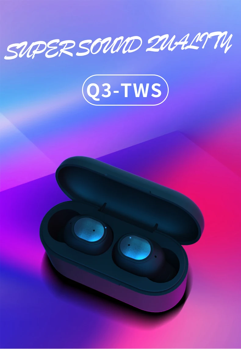 500 шт Q3 наушники Bluetooth наушники пара внутриканальные музыкальные наушники Набор для iPhone samsung Xiaomi головные телефоны+ зарядная коробка