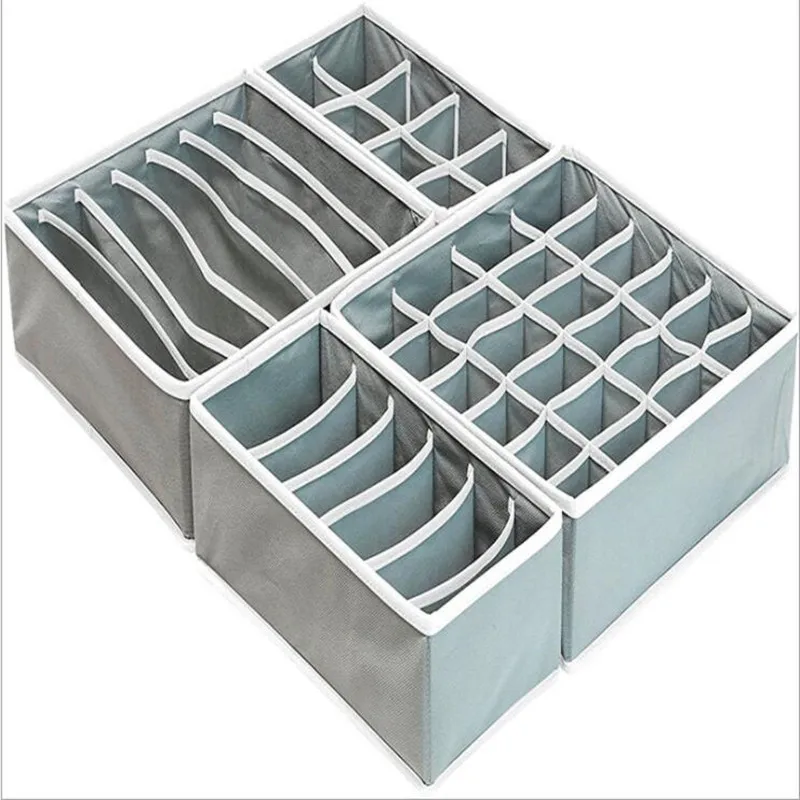 3 4pcs Multi-size Bra Underwear Organizer Foldable Home Storage Box Non-woven Wardrobe Drawer Closet Organizer For Scarfs Socks - Цвет: 3