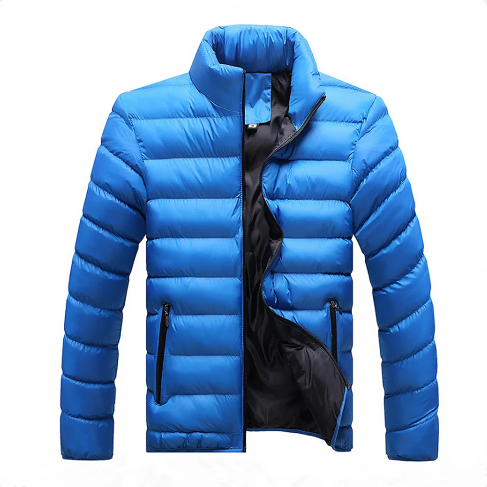 Sky blue Asian size Зимняя мужская куртка брендовая повседневная мужская куртка и пальто толстая Парка мужская верхняя одежда 4XL куртка мужская одежда JK18028 - Цвет: Sky blue Asian size