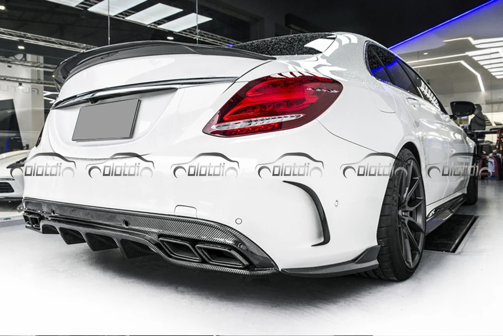 Для Mercedes Benz W205 4 двери AMG и C63 FD Стиль углеродного волокна задний бампер спойлер диффузор стайлинга автомобилей