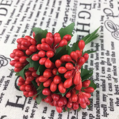 Многоцветный Скрапбукинг цветок листья 12 шт./лот украшение жемчужные ягоды