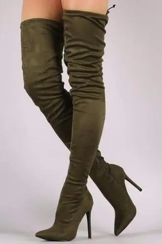 Bota Feminina/облегающие сапоги выше колена на высоком каблуке женские сапоги-чулки из