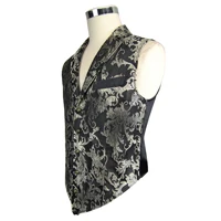 

Steampunk Vintage Men's Waist Coat Embroidery Vest Retro Style Black Split Joint Wearing Party Dressing