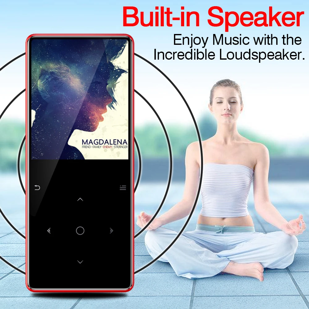 MP3 Player with bluetooth and built-in Speaker touch keys fm radio ebook mini USB music slim portable metal 16GB 32GB | Электроника