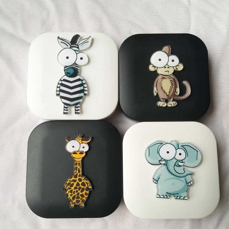LIUSVENTINA DIY акриловый чехол для контактных линз жираф слон Обезьяна Лев с