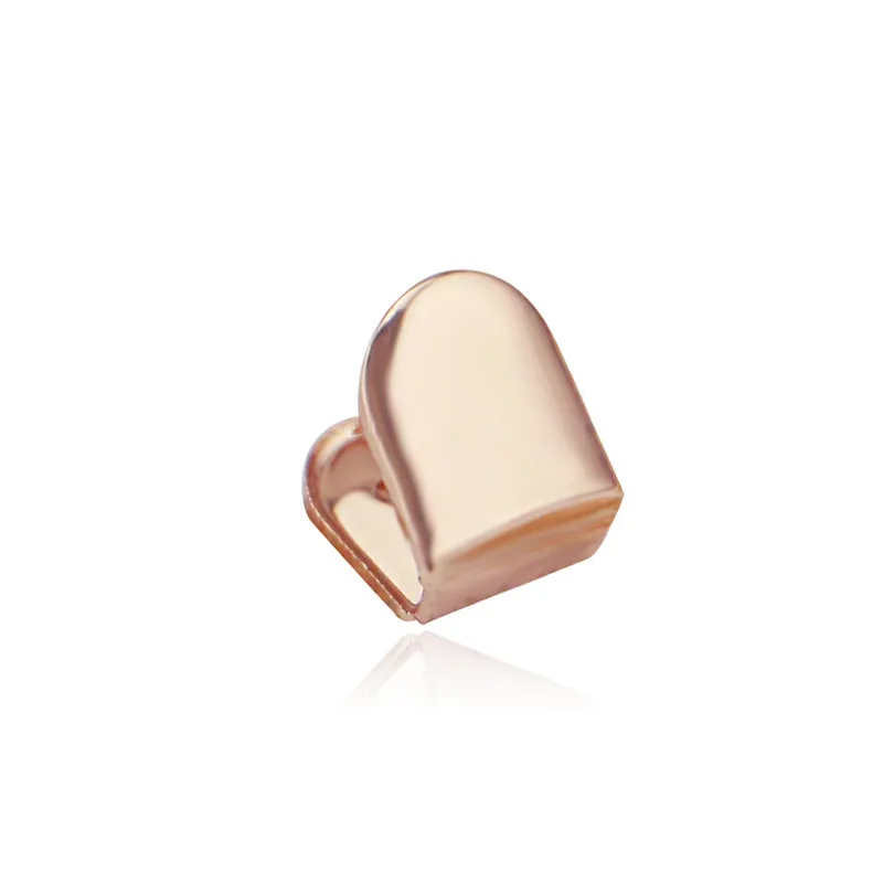 Rose Gold Хип-хоп одиночные зубчатые грили Верхняя Нижняя Золотая зубчатые зажимы комплект косплей грили зубные зубы шапки для женщин и мужчин ювелирные изделия вечерние XHYT1023 - Окраска металла: Rose Gold