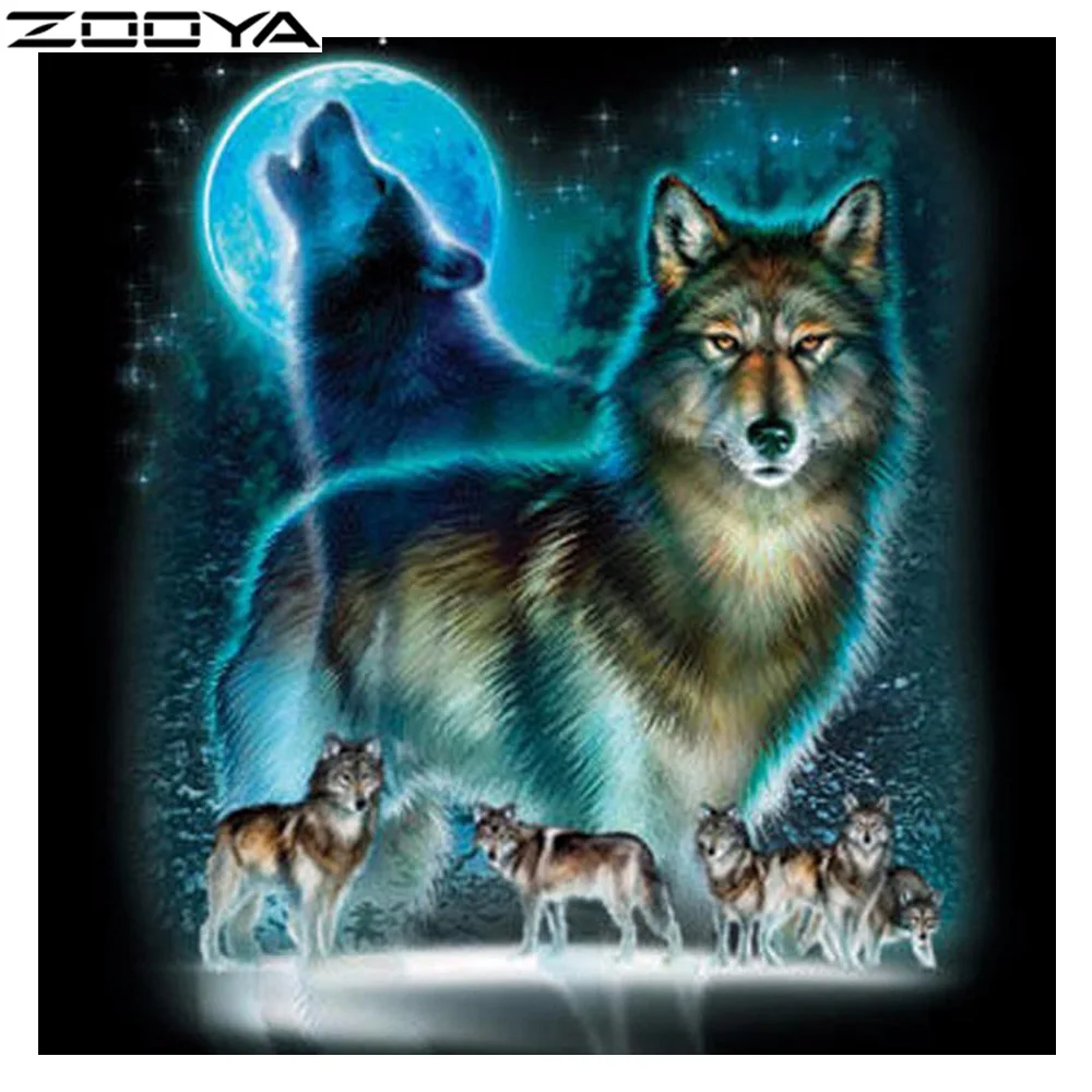 ZOOYA DIY 5D картина с полными бриллиантами лунный свет волки наборы для вышивки