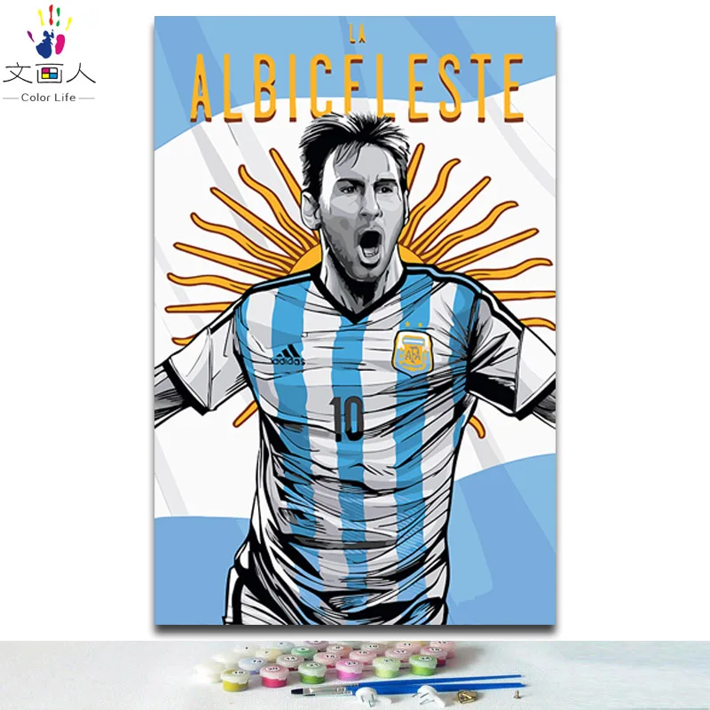 DIY раскраска краски по номерам Mr. football star Messi картины Рисование по номерам с комплектами для hoom Настенный декор