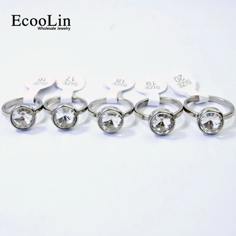 Женские кольца из нержавеющей стали EcooLin модные с цирконием 10 шт. LR4036 | Украшения и