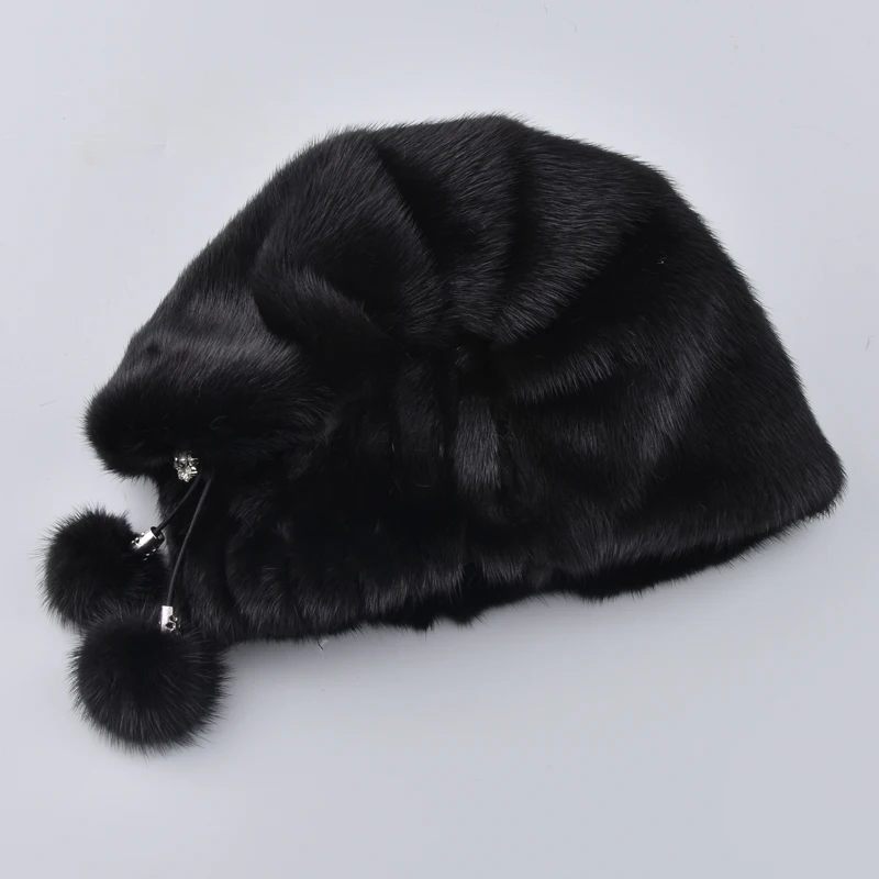 Шапка бини из натурального меха норки зимняя женская шапка|Женские Skullies и