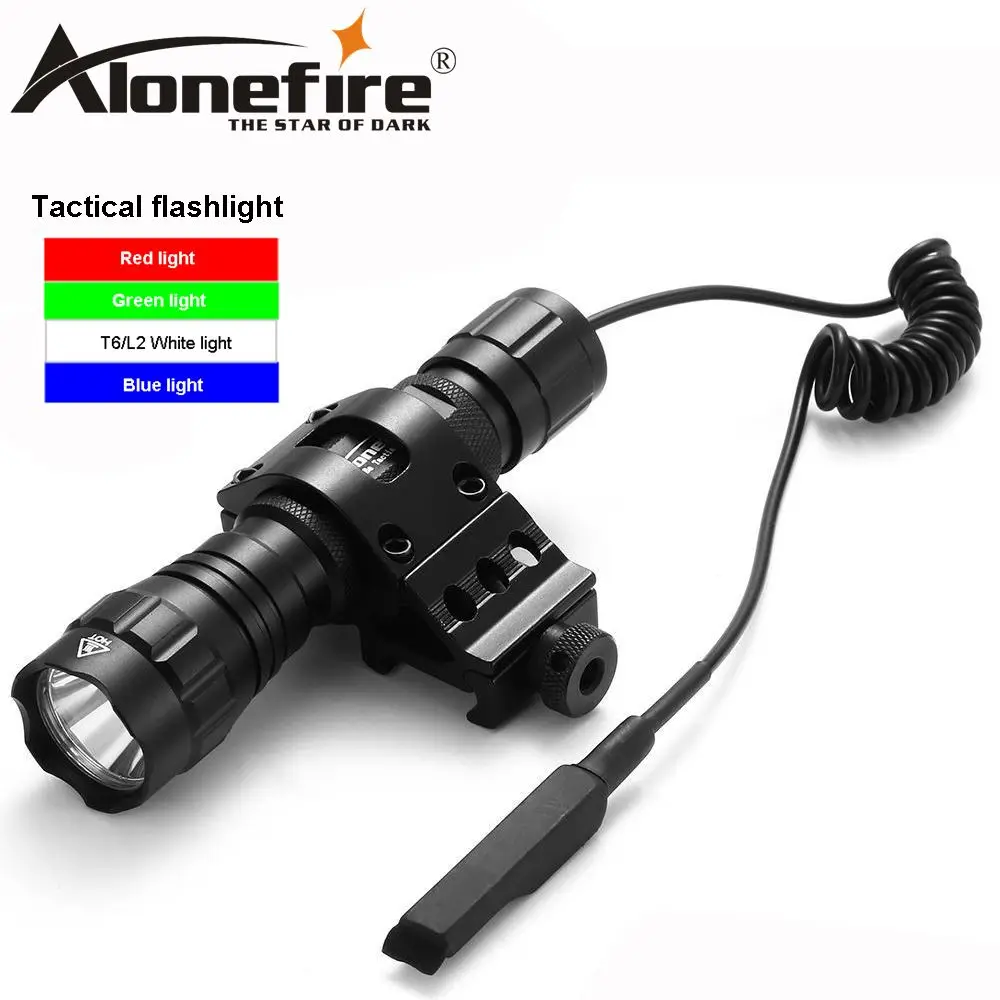 Тактический фонарик AloneFire 501Bs зеленый светодиодный фонарь с креплением и