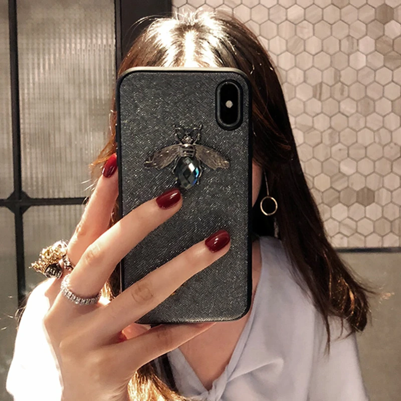 Luxury Fashion brand Diamond Bee Glitte soft case for iphone 6 S 7 8 plus X XR XS Max cute hard cover samsung galaxy S8 S9 |