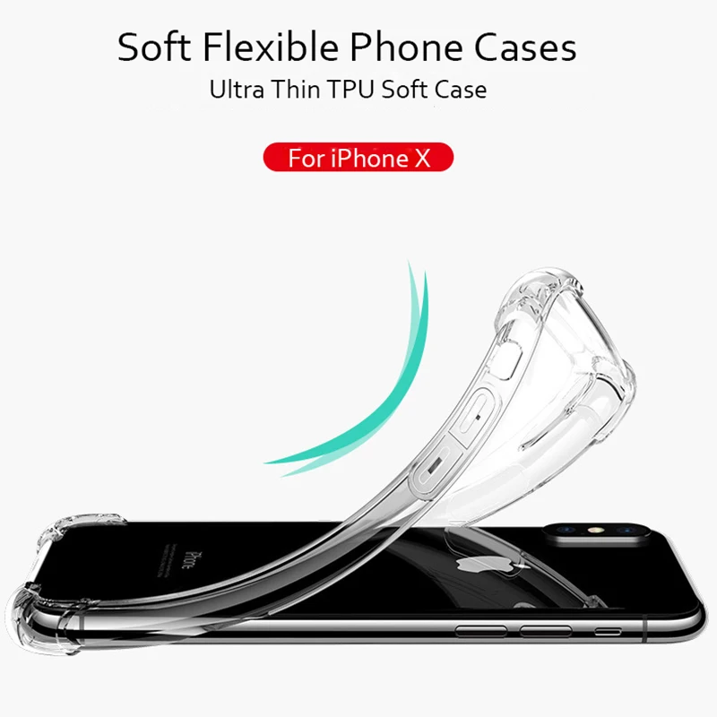 Чехол для iPhone 6 S Plus 7 8 Чехлы супер тонкий прозрачный ударопрочный Прозрачный