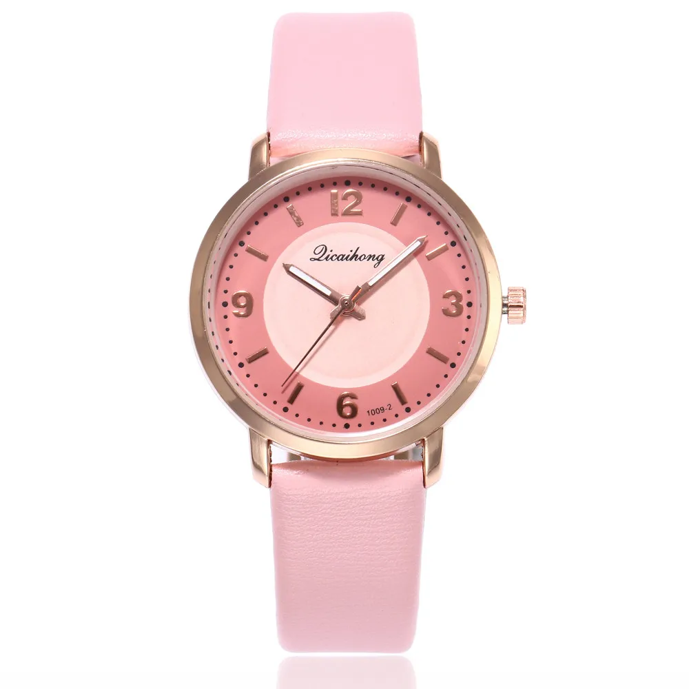Простые Женские часы-браслет женские модные часы с кожаным ремешком аналоговые