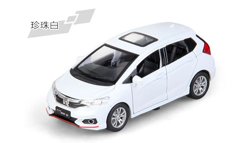 Белый 1:32 игрушечный автомобиль Honda Fit Металлический Игрушечный литой автомобиль Diecasts& игрушечный Транспорт модель автомобиля волчий ВОИН модель автомобиля игрушки для детей - Цвет: Белый