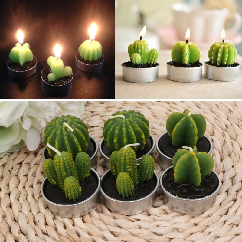Home Succulent 6Pcs Burning Decor Tea Light Tealight Long Mini Unscented Candles |