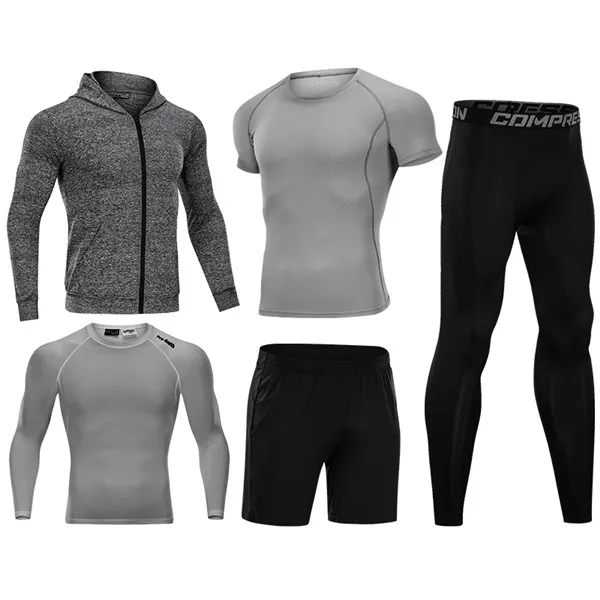5pcs set 03 Сжатия Для Мужчин's одежда для бега 3/4/5 шт./компл. быстросохнущая спортивные костюмы баскетбольные тайтсы одежда тренажерный зал Фитнес спортивной - Цвет: 5pcs set 03