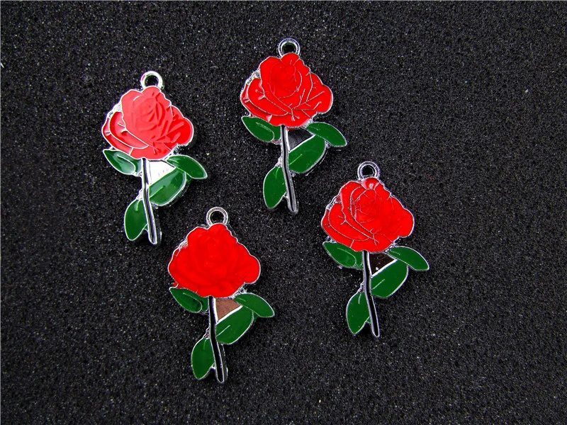 

AE748 Mix Color 100Pcs Alloy Metal Enamel Flower Charms Pendant 35x21mm bead