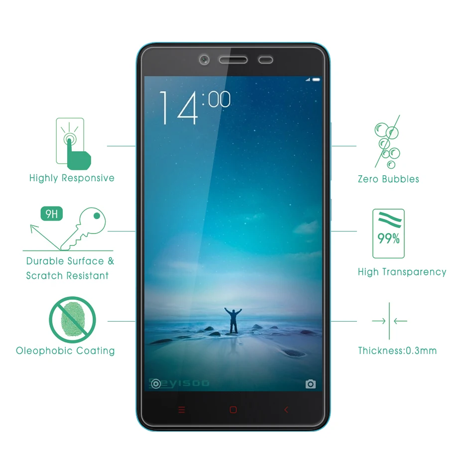 [2 Упак.] 100% Оригинальная защитная пленка из закаленного стекла для Xiaomi Redmi Note 2 Note2
