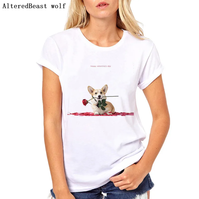 Женская футболка с принтом корги для девушек изображением медвежонка в стиле Св.