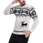 X-Mas Свитеры для женщин мужской Для мужчин О-образным вырезом с длинным рукавом хлопок модные Рождественский свитер с рисунком оленя Марка Тонкий Пуловеры для женщин