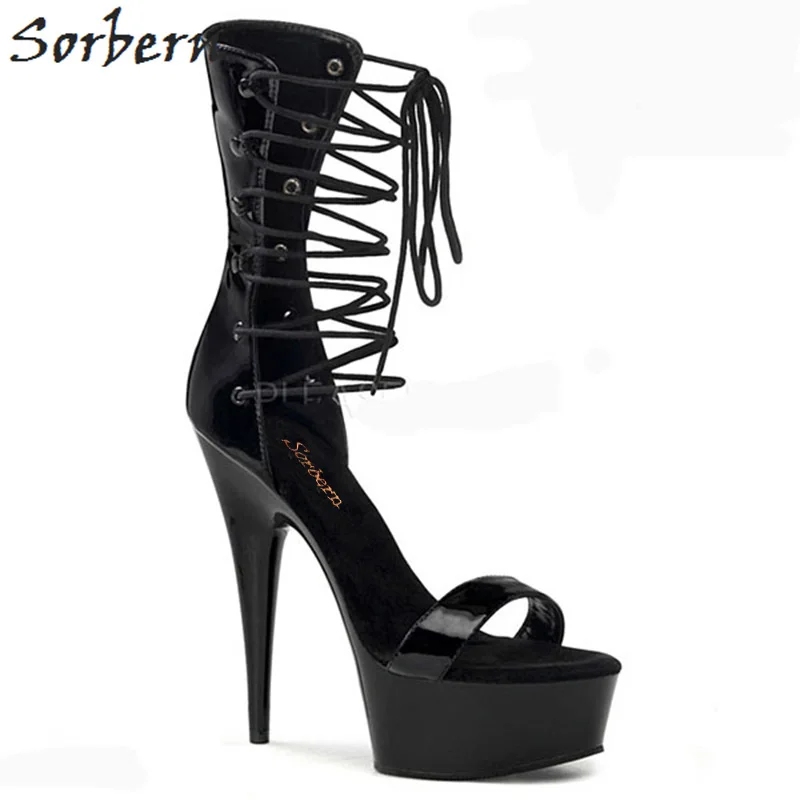 Sorbern Womens Gladiator Sexy Heels Sandals Shoes Woman Summer Black Girl Sandalias Size 8 Ladies Fashion Branded | Обувь