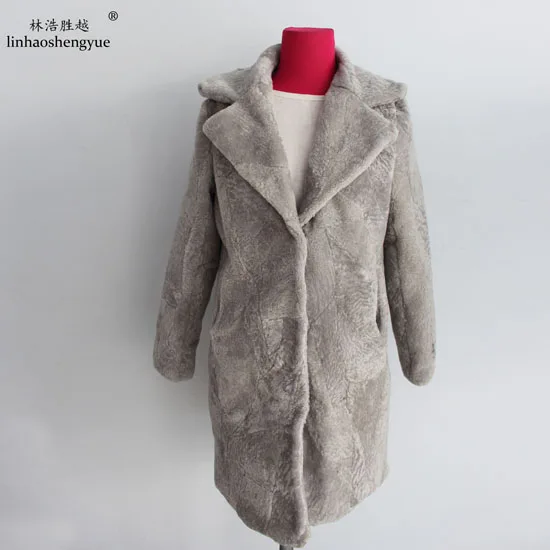 Linhaoshengyue модная женская шуба из натурального меха, женская шуба из натурального меха на весну, новинка, зимняя теплая - Цвет: silvery