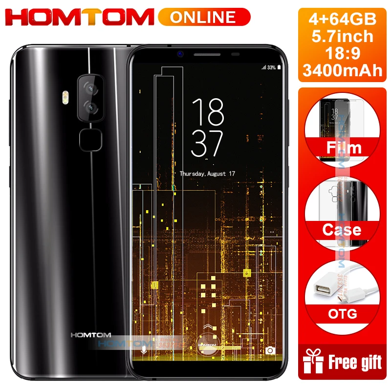HOMTOM S8 5 7 дюймов HD 18:9 Смартфон Android 0 16MP + 5MP двойная камера мобильный телефон