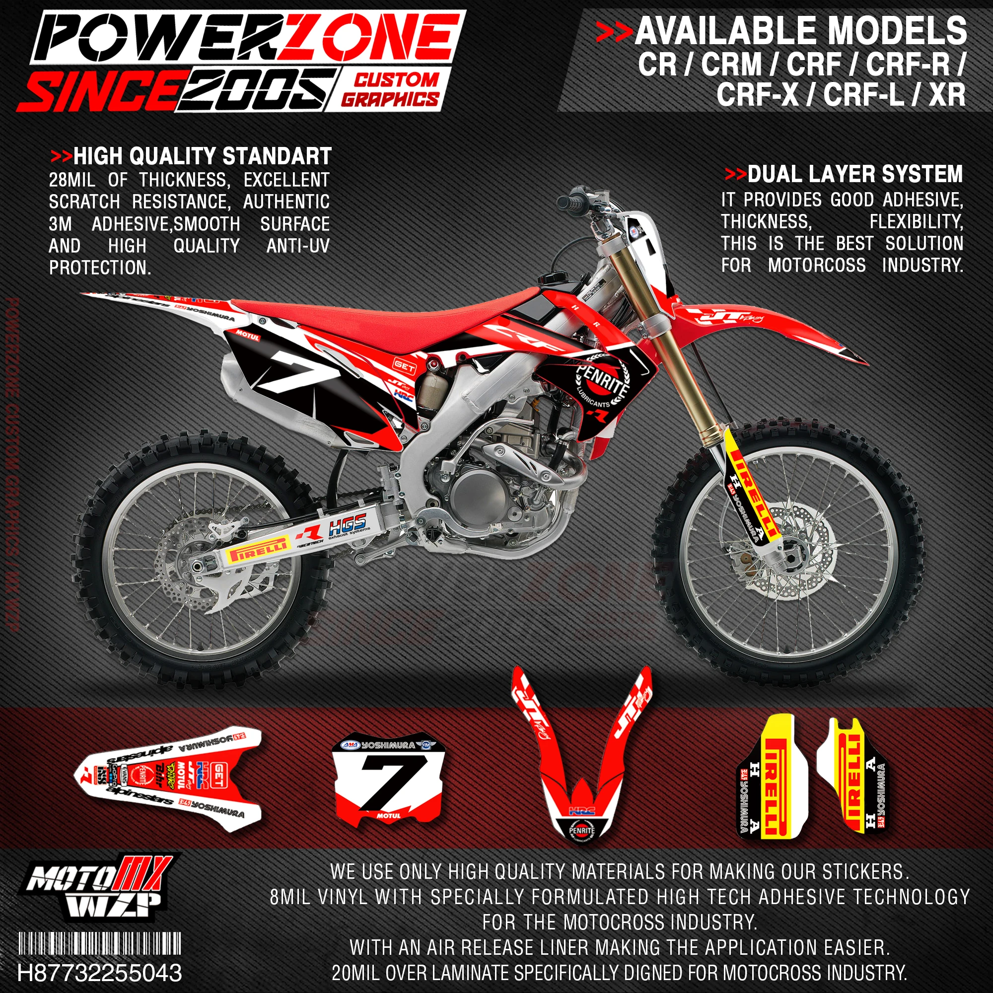 Персонализированные графические фоны PowerZone Team наклейки 3M Набор наклеек для HONDA