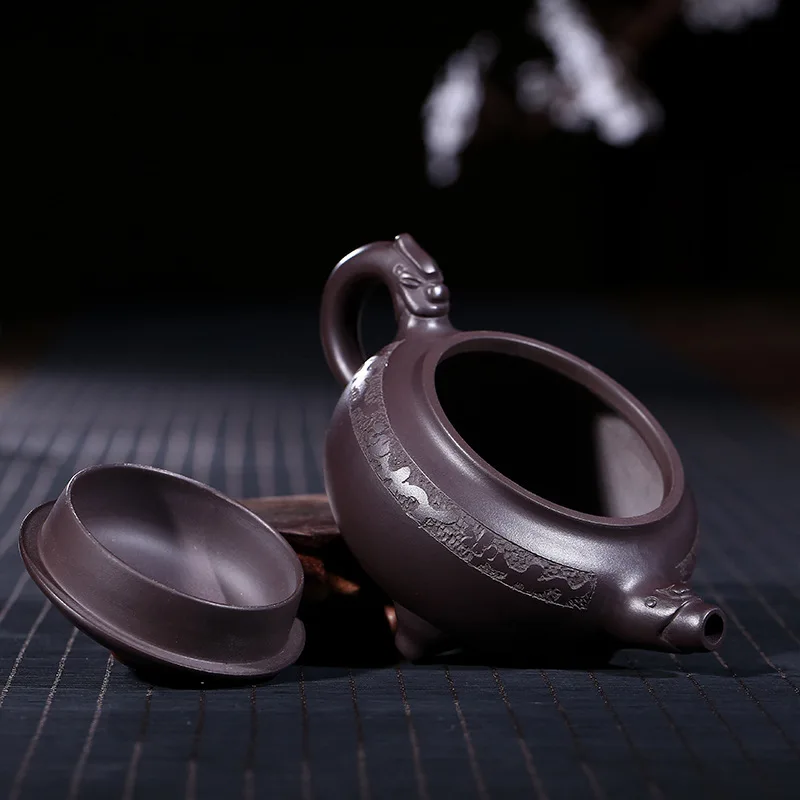 Фиолетовая глина yixing pot Подлинная ручная НЕОБРАБОТАННАЯ руда старый из фиолетовой глины штатив дракон горшок кунгфу Чайный горшок чайный сервиз 230 мл