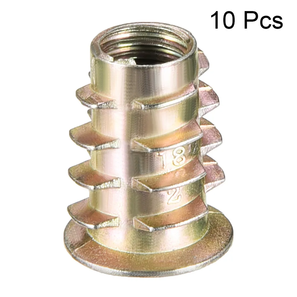 

Uxcell Newest 10pcs/lot M6 M8 M10 Zinc Alloy Thread For Wood Insert Flanged Hex Drive Head Nut Furniture Nuts Bronze Tone