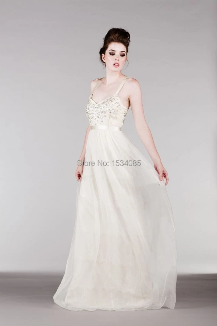 Eleagnt Vestido De Festa Longo Sweetheart Spaghetti Beaded Evening Dresses Sleeveless Floor Length Robe Soiree Chiffon | Свадьбы и
