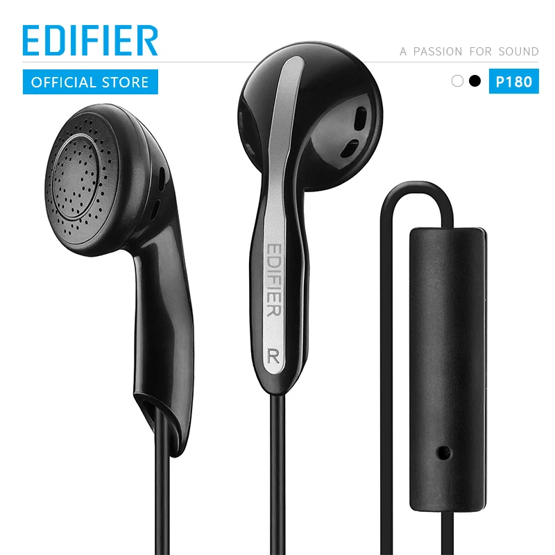 Наушники EDIFIER P180 с простым управлением музыкой и принимать звонки через встроенный провод micremote без запутывания включает наушники из губки
