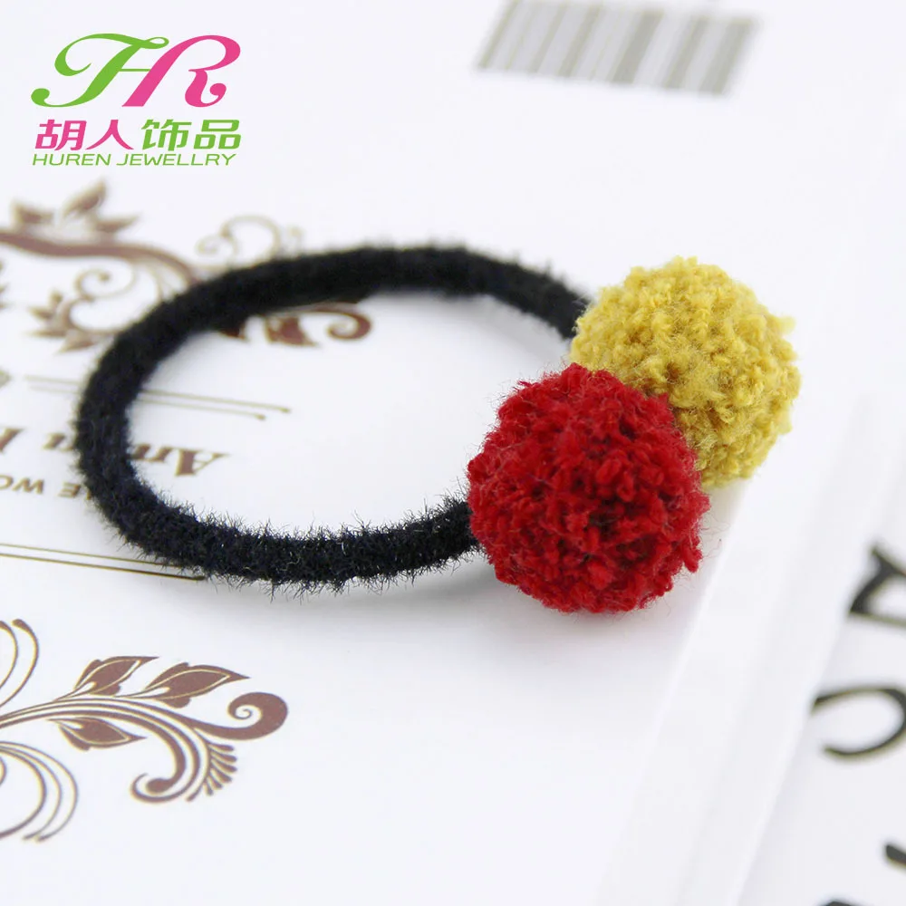 Милая резинка для волос с помпоном маленьких девочек эластичная лента детей