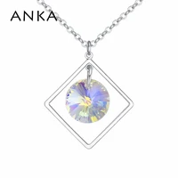 anka top metal frame and circular pendnt necklace for women wedding jewelry gift with crystal from austria 124619