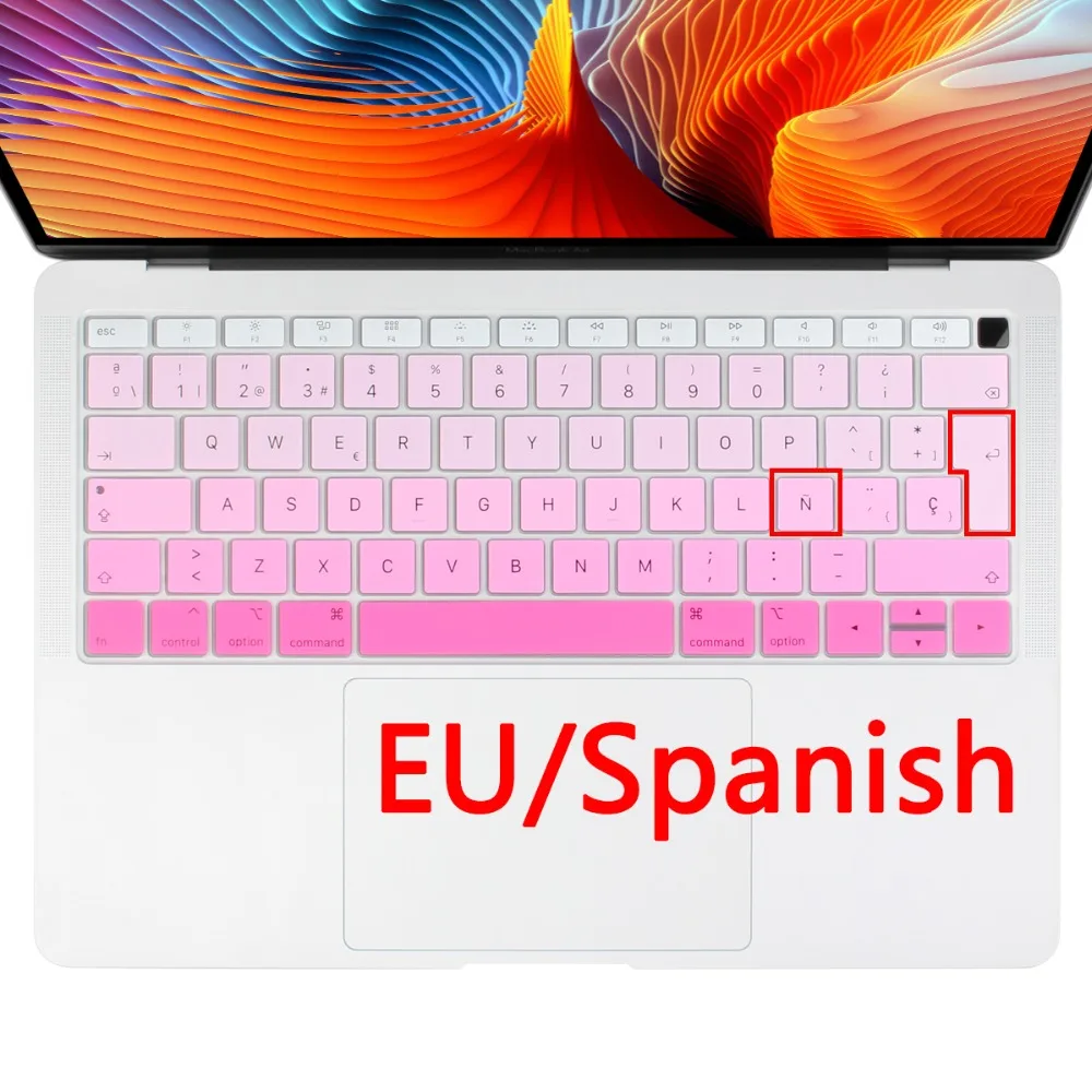 Чехол для клавиатуры с испанской евро-клавиатурой Macbook Air 13 2019 Пыленепроницаемая