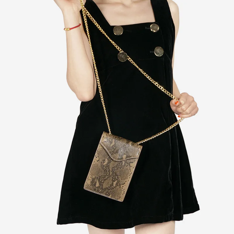 Для женщин моды цепи Наплечная Сумка с принтом под змеиную кожу из искусственной