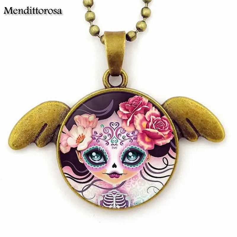 Для девочек Miss Sugar Skull With Love хип хоп ювелирные изделия с бронзовым покрытием