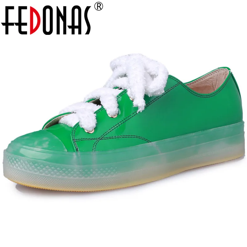 FEDONAS Fashion Brand Flats Heels Shoes Round Toe Patent Leather Lace Up Spring Autumn Casual Woman Ladies | Обувь
