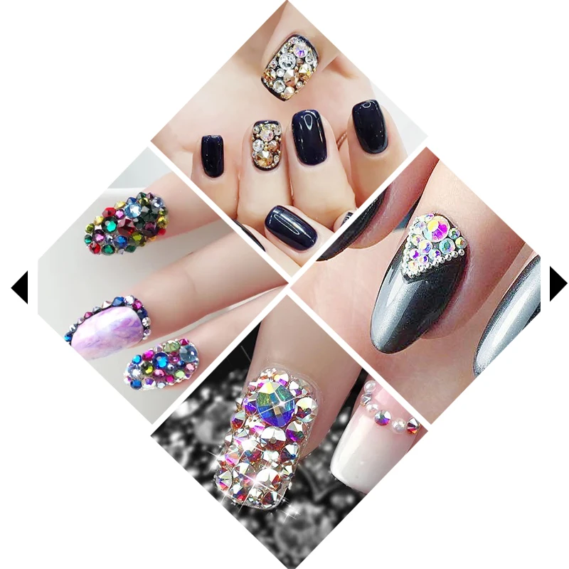1 упаковка разноцветные Стразы для ногтей с кристаллами AB многоразмерные плоские