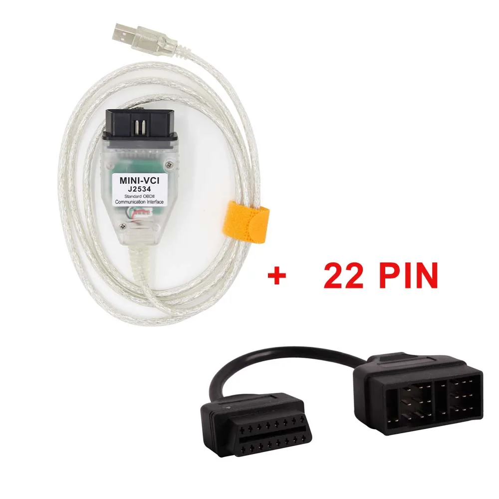 Для Toyota диагностический мини-разъем V14.20.019 J2534 TIS Techstream FTDI FT232RL OBDII OBD2 автомобильный диагностический кабель Minivci интерфейс для Toyota - Цвет: MINI VCI and 22PIN