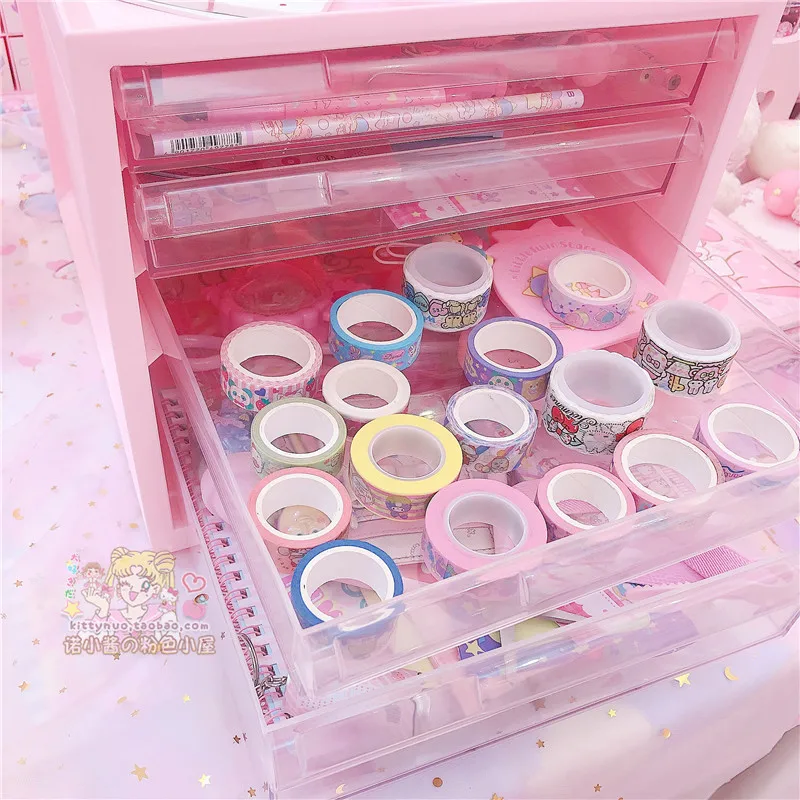 Large Capacity Cosmetic Storage Box Drawer Makeup Dressing Table Rack House Organizer Container Masking Tape Collection |