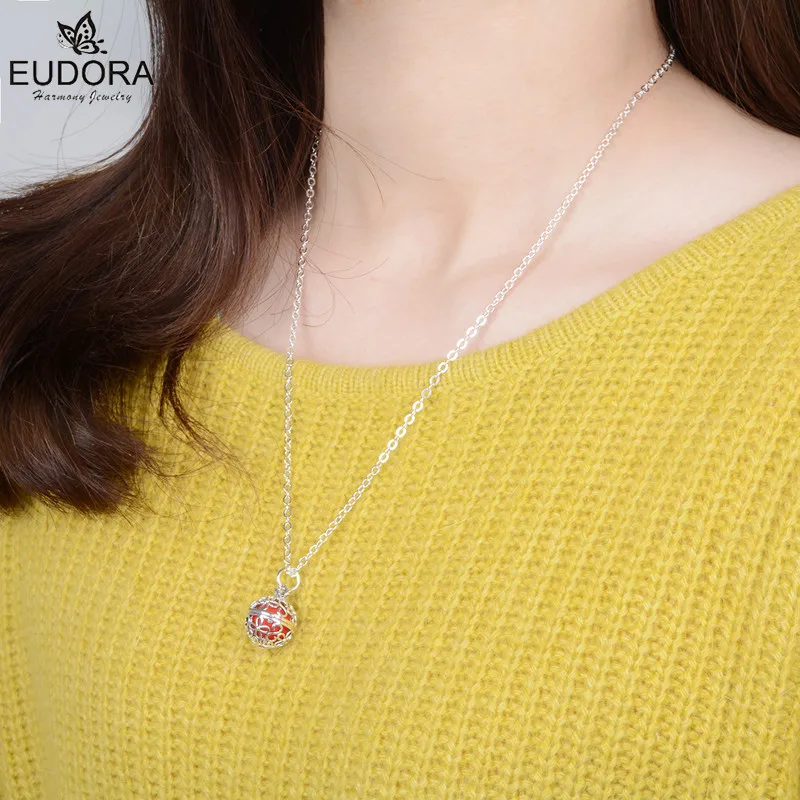 

Eudora Harmony Bola Cage Pendant 12mm Small Aroma Lockets Angel Caller Diffuser Fashion women Necklace with Pompon Ball